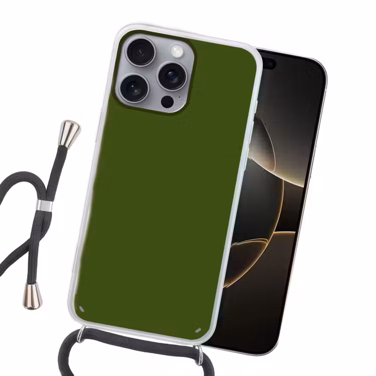 Olive - Drab - Groen Hoesje iPhone 16 Pro Max met koord klein 804 -sfeer1