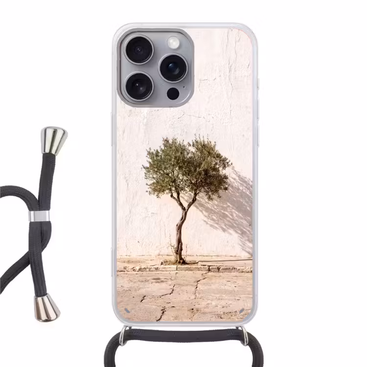 Handyhülle mit Band - Olivenbaum – Wand – weiß - Olijfboom - muur - wit Hoesje iPhone 16 Pro Max met koord klein