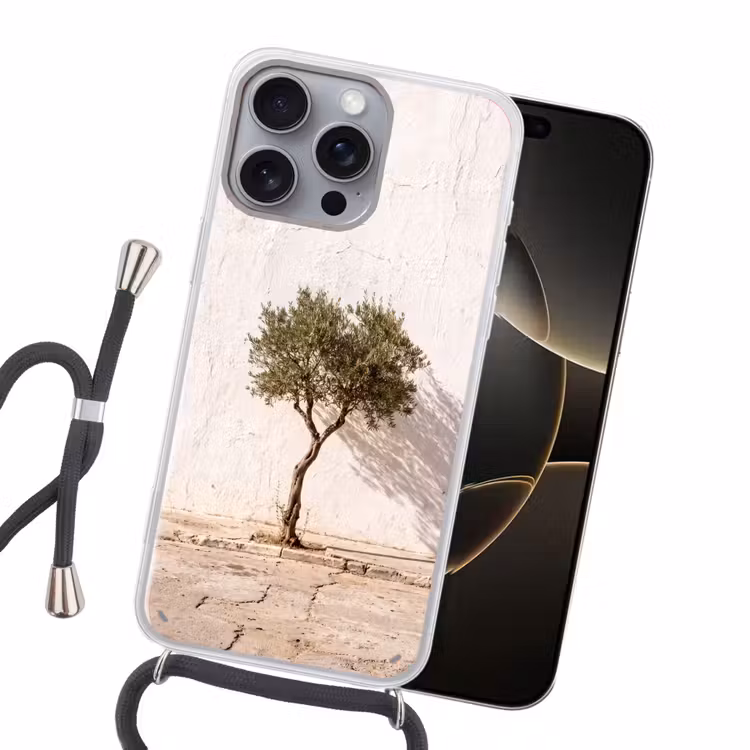 Handyhülle mit Band - Olivenbaum – Wand – weiß - Olijfboom - muur - wit Hoesje iPhone 16 Pro Max met koord klein