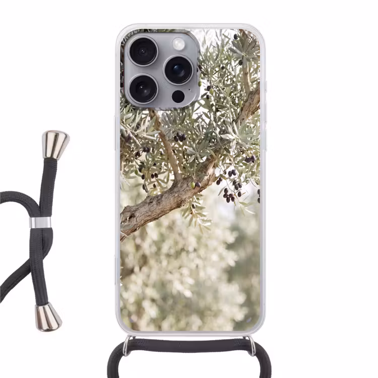 Handyhülle mit Band - Olivenbaum – Zweig – grün - Olijfboom - tak - groen Hoesje iPhone 16 Pro Max met koord klein