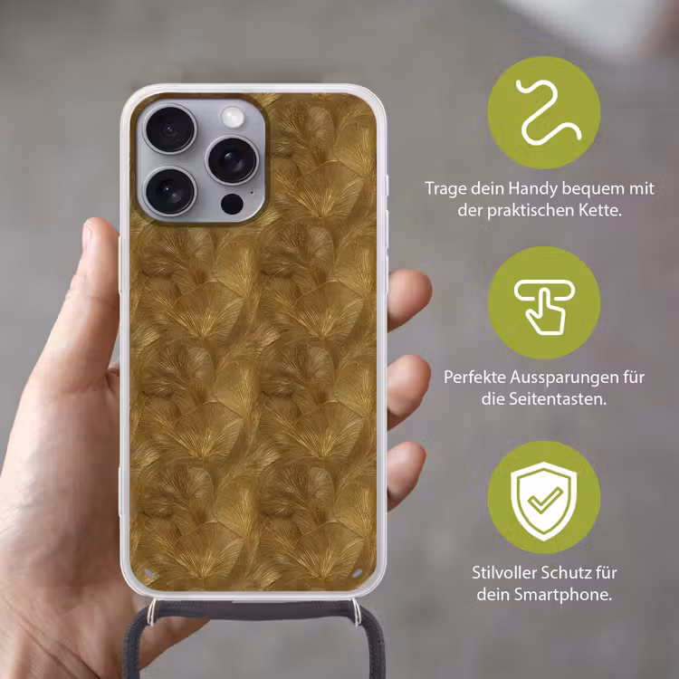 Organisch - Lijnen - Goud Hoesje iPhone 16 Pro Max met koord klein 804 -sfeer2_DE