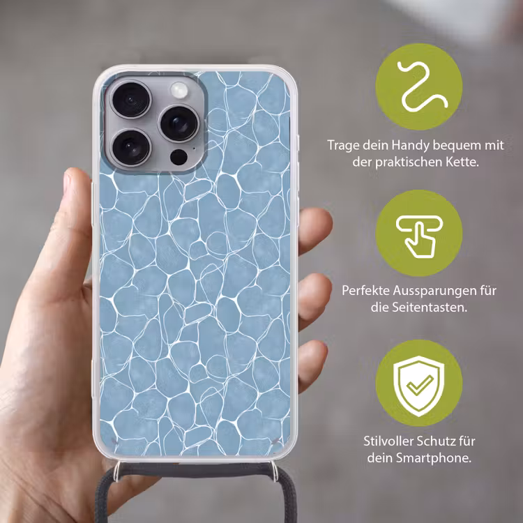 Organisch - Patroon - Blauw Hoesje iPhone 16 Pro Max met koord klein 804 -sfeer2_DE