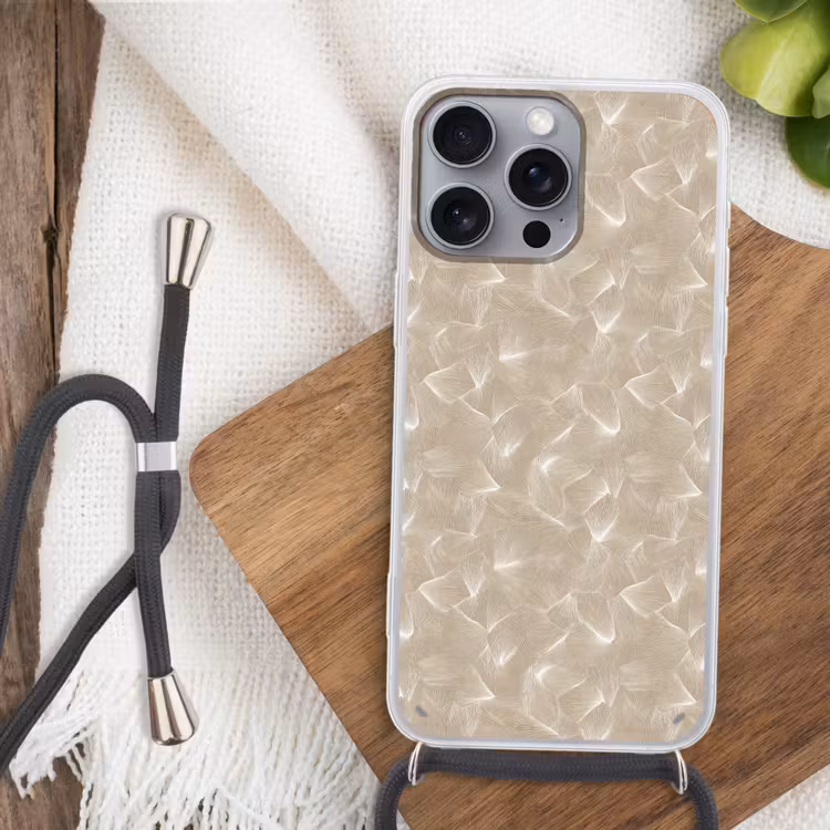 Organisch - Textuur - Beige Hoesje iPhone 16 Pro Max met koord klein 804 -sfeer4