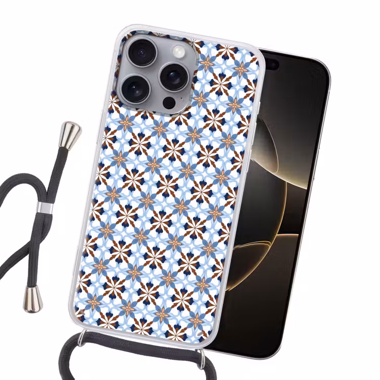 Ornament - Tegel - Kleurrijk Hoesje iPhone 16 Pro Max met koord klein 804 -sfeer1