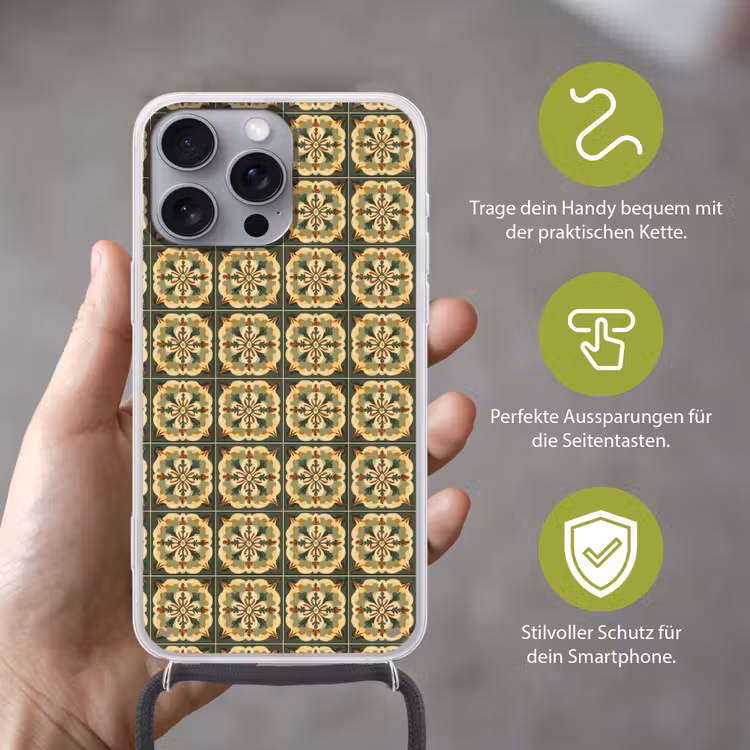 Ornament - Patroon - Groen Hoesje iPhone 16 Pro Max met koord klein 804 -sfeer2_DE