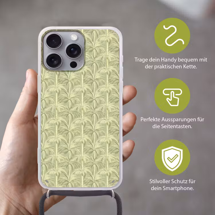 Palmwoud - Tropisch - Groen Hoesje iPhone 16 Pro Max met koord klein 804 -sfeer2_DE