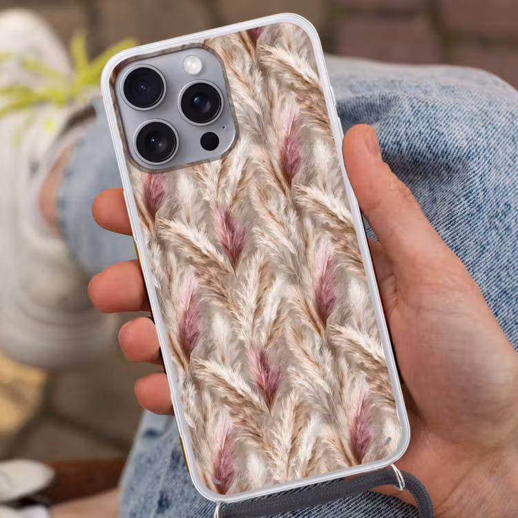 Pampasgras - Pluizig - Kleurrijk Hoesje iPhone 16 Pro Max met koord klein 804 -sfeer3