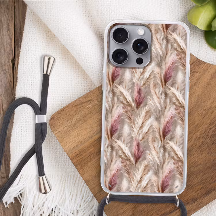 Pampasgras - Pluizig - Kleurrijk Hoesje iPhone 16 Pro Max met koord klein 804 -sfeer4