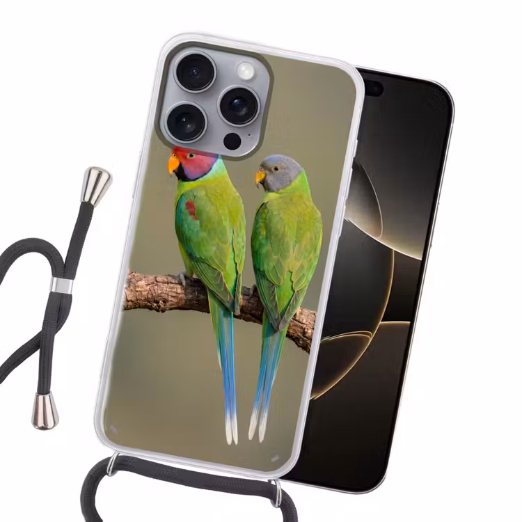 Papagaai - Tak - Natuur - Kleurrijk Hoesje iPhone 16 Pro Max met koord klein -sfeer1