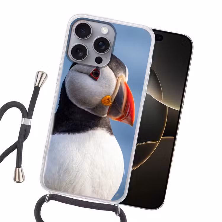 Papegaaiduiker - Portret - Natuur Hoesje iPhone 16 Pro Max met koord klein -sfeer1