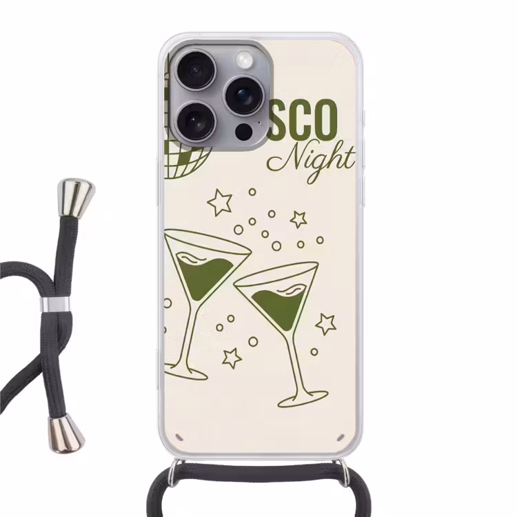 Feest - Disco - Drank - Illustratie - Groen Hoesje iPhone 16 Pro Max met koord klein -3d