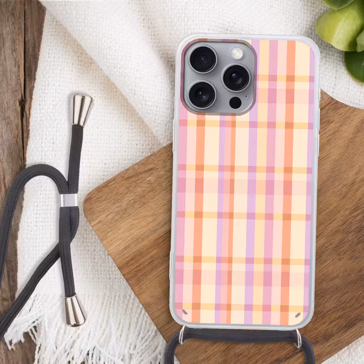 Pastel - uitpatroon - Geometrisch Hoesje iPhone 16 Pro Max met koord klein 804 -sfeer4
