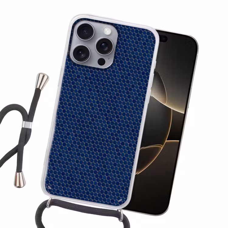 Penny - Mozaïek - Donkerblauw Hoesje iPhone 16 Pro Max met koord klein 804 -sfeer1