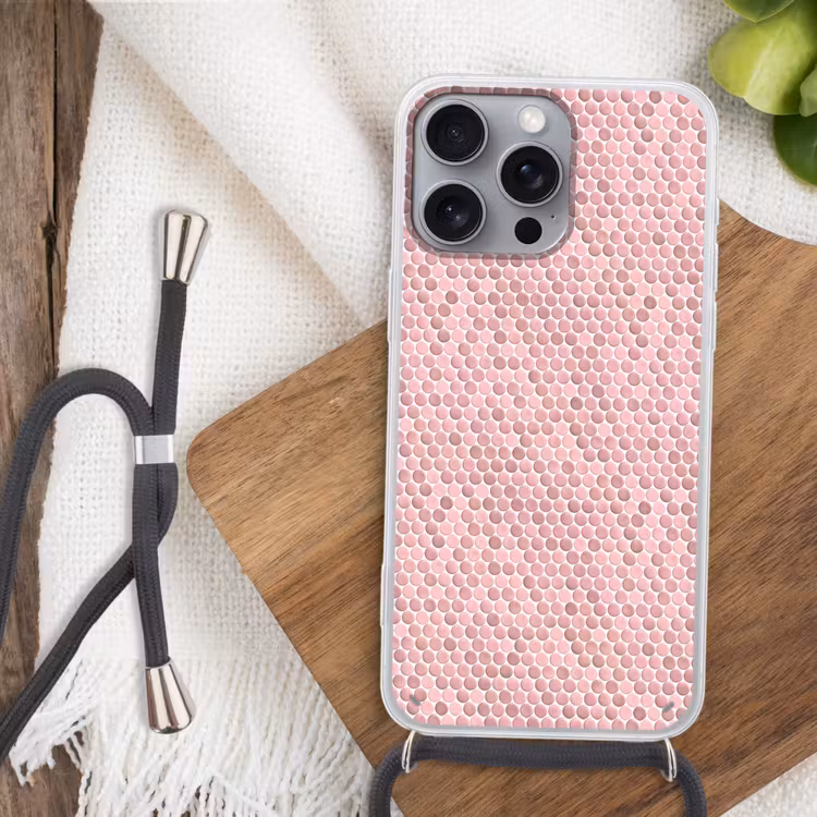 Penny - Mozaïek - Lichtroze Hoesje iPhone 16 Pro Max met koord klein 804 -sfeer4