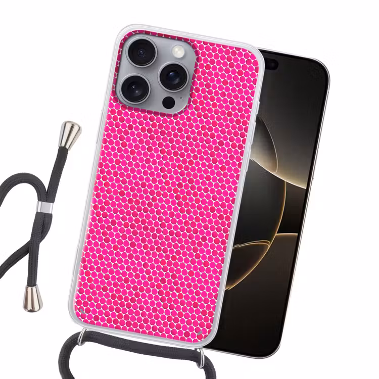Penny - Mozaïek - Felroze Hoesje iPhone 16 Pro Max met koord klein 804 -sfeer1
