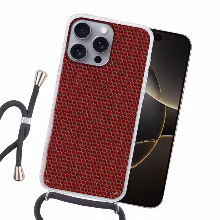 Penny - Mozaïek - Rond - Rood Hoesje iPhone 16 Pro Max met koord klein 804 -sfeer1