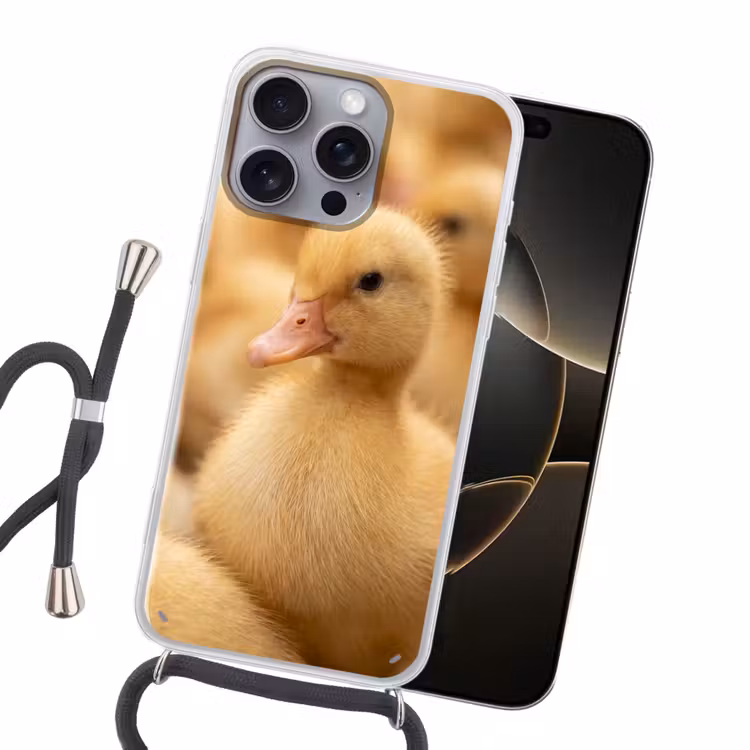 Pijltje - Eend - Natuur - Geel Hoesje iPhone 16 Pro Max met koord klein -sfeer1