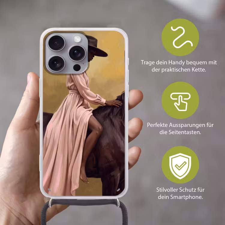 Paard - Klassiek - Oker Hoesje iPhone 16 Pro Max met koord klein -sfeer2_DE