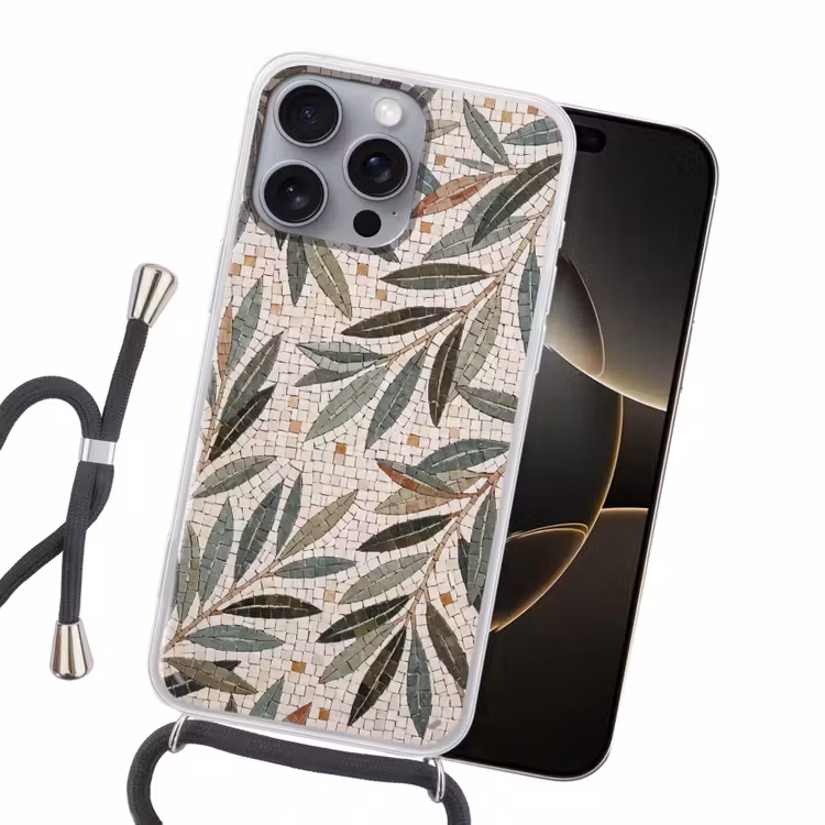 Plant - Blad - Mozaïek - Groen Hoesje iPhone 16 Pro Max met koord klein -sfeer1
