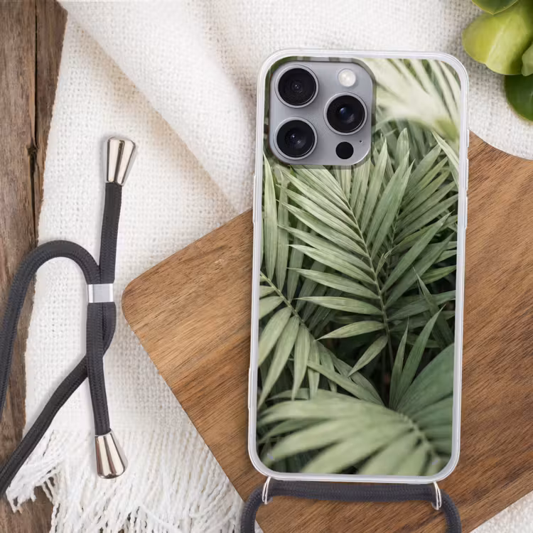 Plant - Palmbladeren - Natuur - Groen Hoesje iPhone 16 Pro Max met koord klein -sfeer4