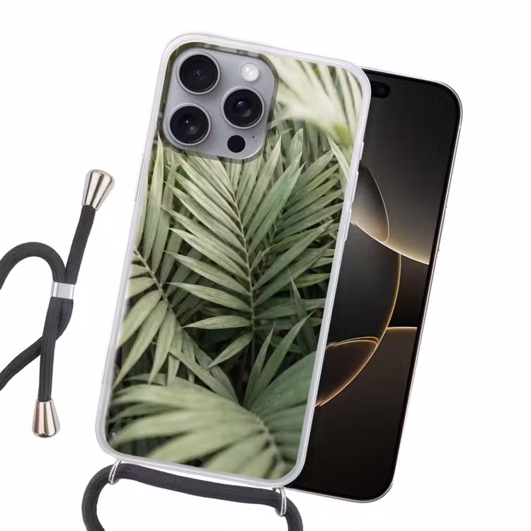 Plant - Palmbladeren - Natuur - Groen Hoesje iPhone 16 Pro Max met koord klein -sfeer1