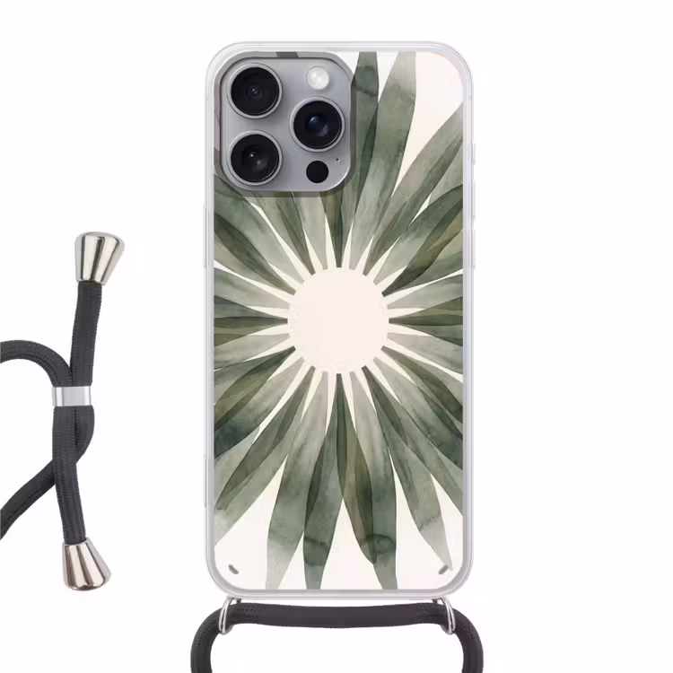 Planten - Abstract - Waterverf - Groen - Natuur Hoesje iPhone 16 Pro Max met koord klein -3d