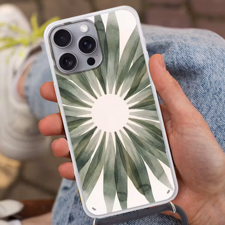 Planten - Abstract - Waterverf - Groen - Natuur Hoesje iPhone 16 Pro Max met koord klein -sfeer3