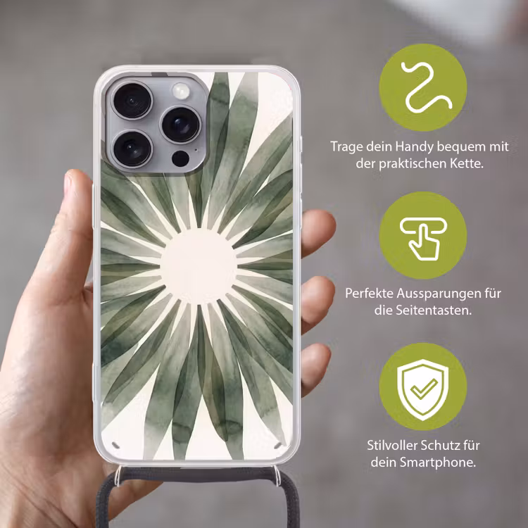 Planten - Abstract - Waterverf - Groen - Natuur Hoesje iPhone 16 Pro Max met koord klein -sfeer2_DE