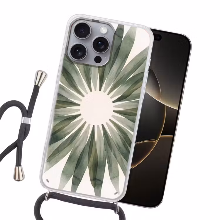 Planten - Abstract - Waterverf - Groen - Natuur Hoesje iPhone 16 Pro Max met koord klein -sfeer1