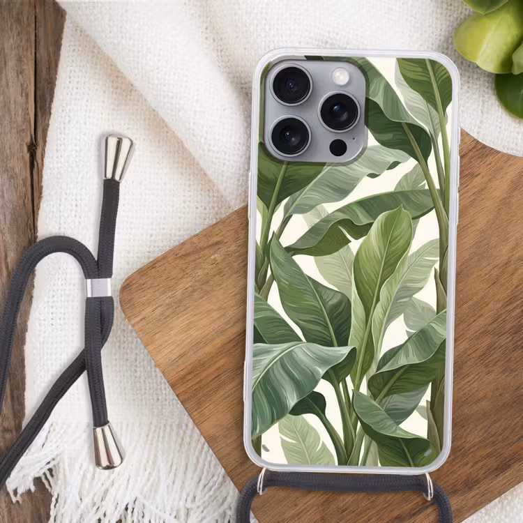 Planten - Bladeren - Tropisch - Groen Hoesje iPhone 16 Pro Max met koord klein -sfeer4