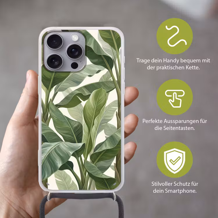 Planten - Bladeren - Tropisch - Groen Hoesje iPhone 16 Pro Max met koord klein -sfeer2_DE