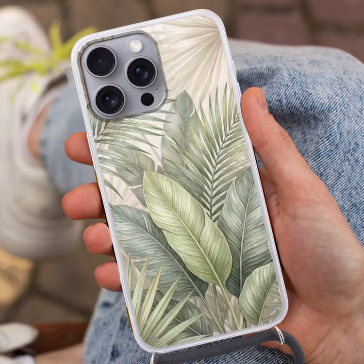 Planten - Tropisch - Bladeren - Groen - Natuur Hoesje iPhone 16 Pro Max met koord klein -sfeer3