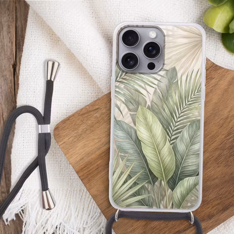 Planten - Tropisch - Bladeren - Groen - Natuur Hoesje iPhone 16 Pro Max met koord klein -sfeer4