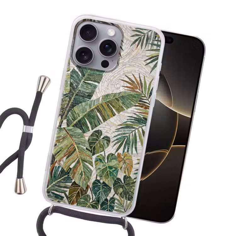 Planten - Tropisch - Mozaïek - Natuur - Groen Hoesje iPhone 16 Pro Max met koord klein -sfeer1