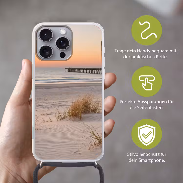 Pier - Zonsondergang - Strand Hoesje iPhone 16 Pro Max met koord klein -sfeer2_DE