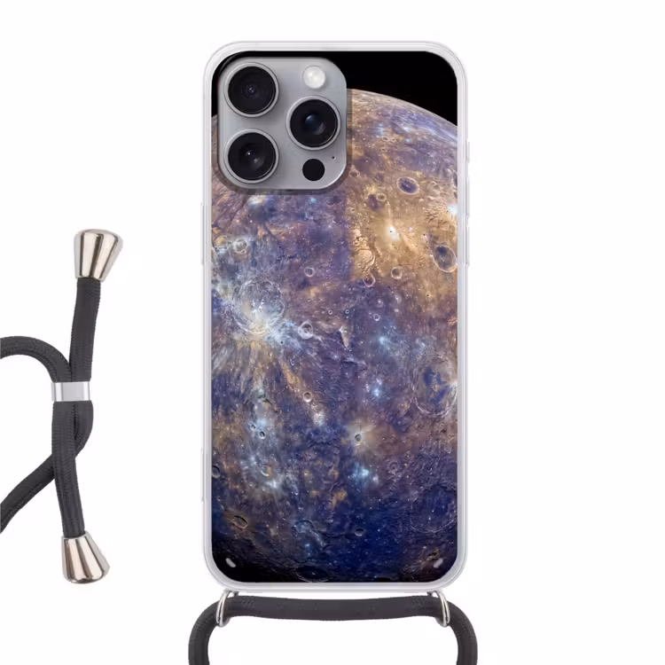 Handyhülle mit Band - Planet – Krater – Weltraum - Planeet - Kraters - Ruimte Hoesje iPhone 16 Pro Max met koord klein
