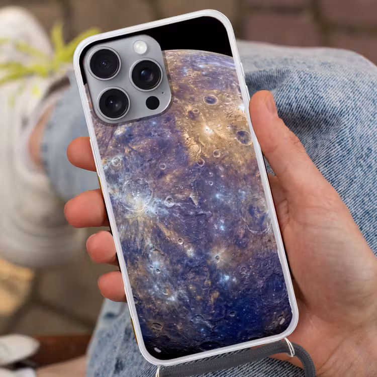 Handyhülle mit Band - Planet – Krater – Weltraum - Planeet - Kraters - Ruimte Hoesje iPhone 16 Pro Max met koord klein