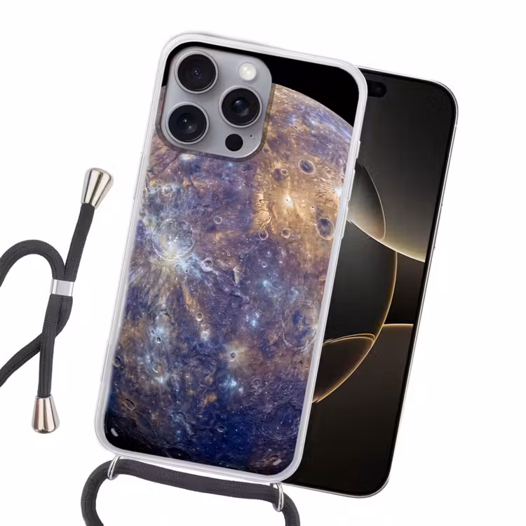 Handyhülle mit Band - Planet – Krater – Weltraum - Planeet - Kraters - Ruimte Hoesje iPhone 16 Pro Max met koord klein