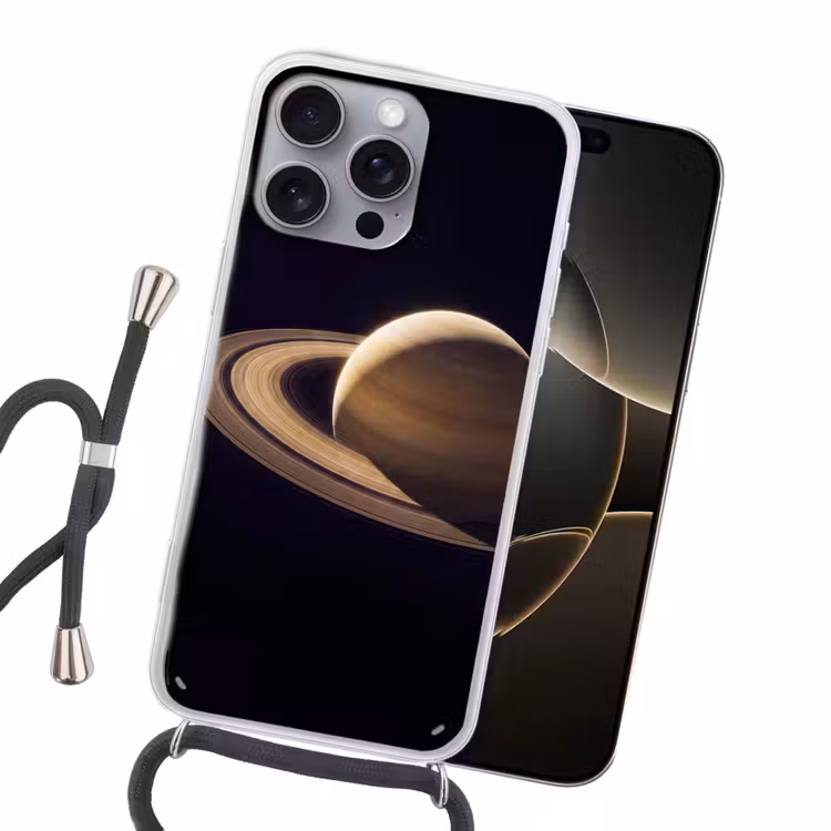 Handyhülle mit Band - Planet – Ringe – Weltraum - Planeet - Ringen - Ruimte Hoesje iPhone 16 Pro Max met koord klein
