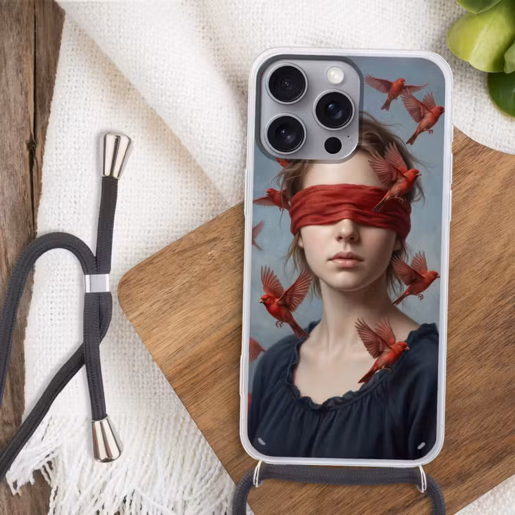 Portret - Krachtig - Rood Hoesje iPhone 16 Pro Max met koord klein -sfeer4