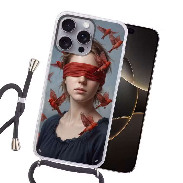 Portret - Krachtig - Rood Hoesje iPhone 16 Pro Max met koord klein -sfeer1