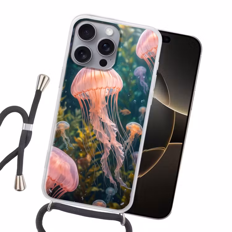 Kwal - Roze - Onderwater - Zeeleven - Dieren Hoesje iPhone 16 Pro Max met koord klein -sfeer1
