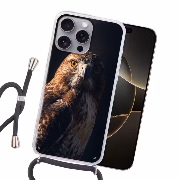 Roofvogel - Buizerd - Bruin Hoesje iPhone 16 Pro Max met koord klein -sfeer1