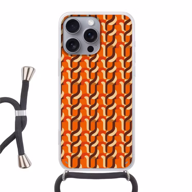 Retro - Modern - Kleurrijk Hoesje iPhone 16 Pro Max met koord klein 804 -3d