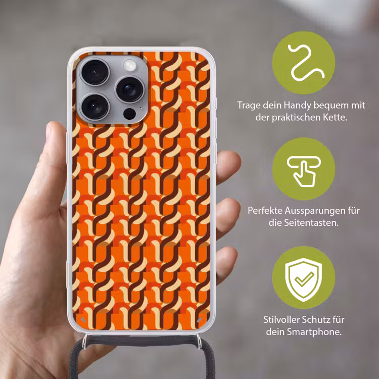 Retro - Modern - Kleurrijk Hoesje iPhone 16 Pro Max met koord klein 804 -sfeer2_DE