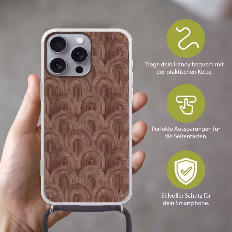 Ritmisch - Effect - Bruin Hoesje iPhone 16 Pro Max met koord klein 804 -sfeer2_DE