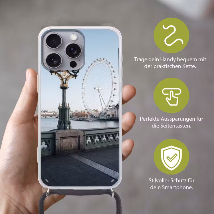 Reuzenrad - Londen - Stad - Architectuur - Brug Hoesje iPhone 16 Pro Max met koord klein -sfeer2_DE