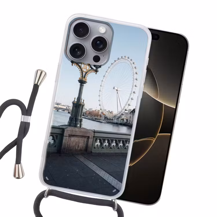 Reuzenrad - Londen - Stad - Architectuur - Brug Hoesje iPhone 16 Pro Max met koord klein -sfeer1