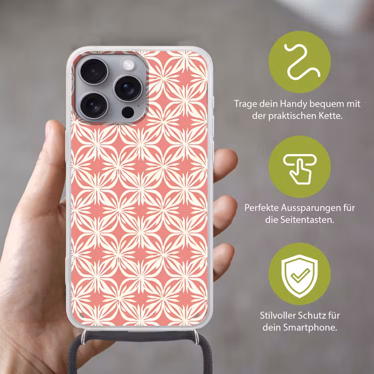 Roze - Bloemenmotief - Wit - Modern Hoesje iPhone 16 Pro Max met koord klein 804 -sfeer2_DE