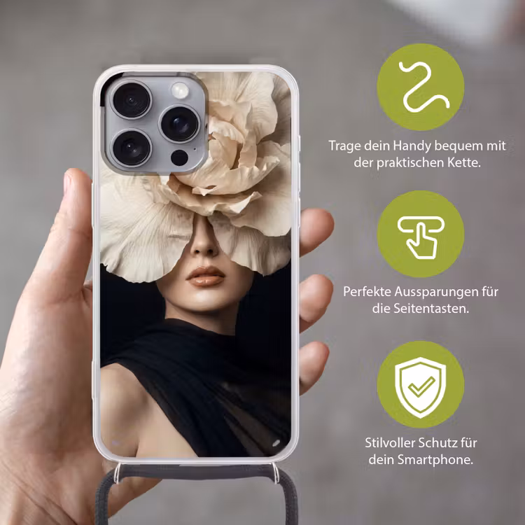 Roos - Tijdloos - Zwart Hoesje iPhone 16 Pro Max met koord klein -sfeer2_DE
